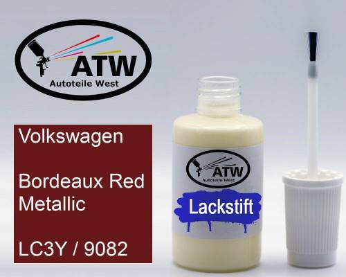 Volkswagen, Bordeaux Red Metallic, LC3Y / 9082: 20ml Lackstift, von ATW Autoteile West.
